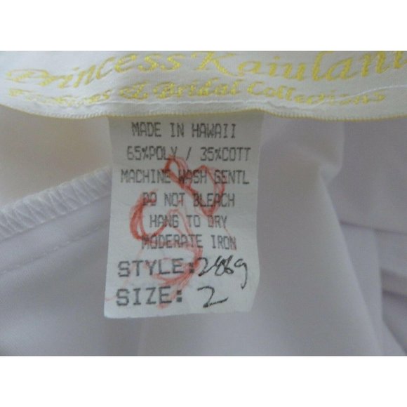 Vintage Princess Kaiulani Hawaiian Wedding Dress 2 Long White on White Floral - Picture 12 of 12